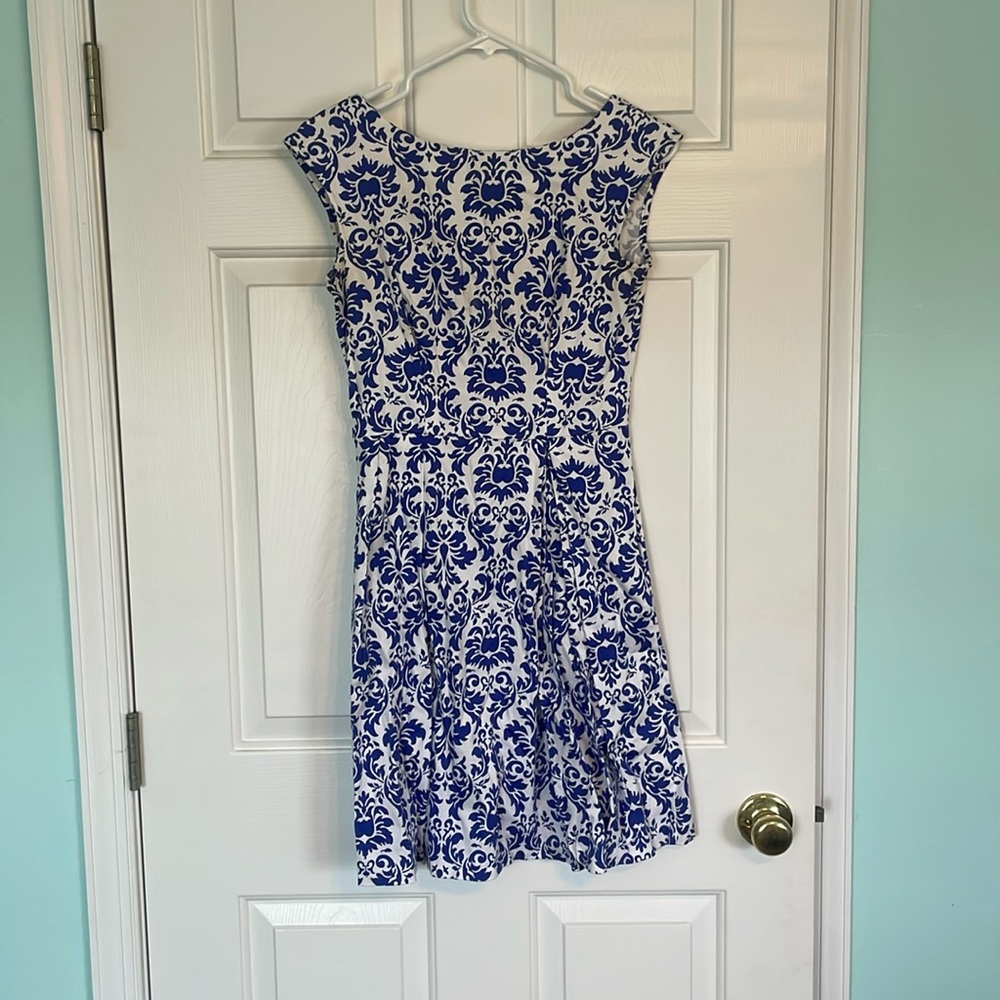 ModCloth beautiful damask print boat neck dress